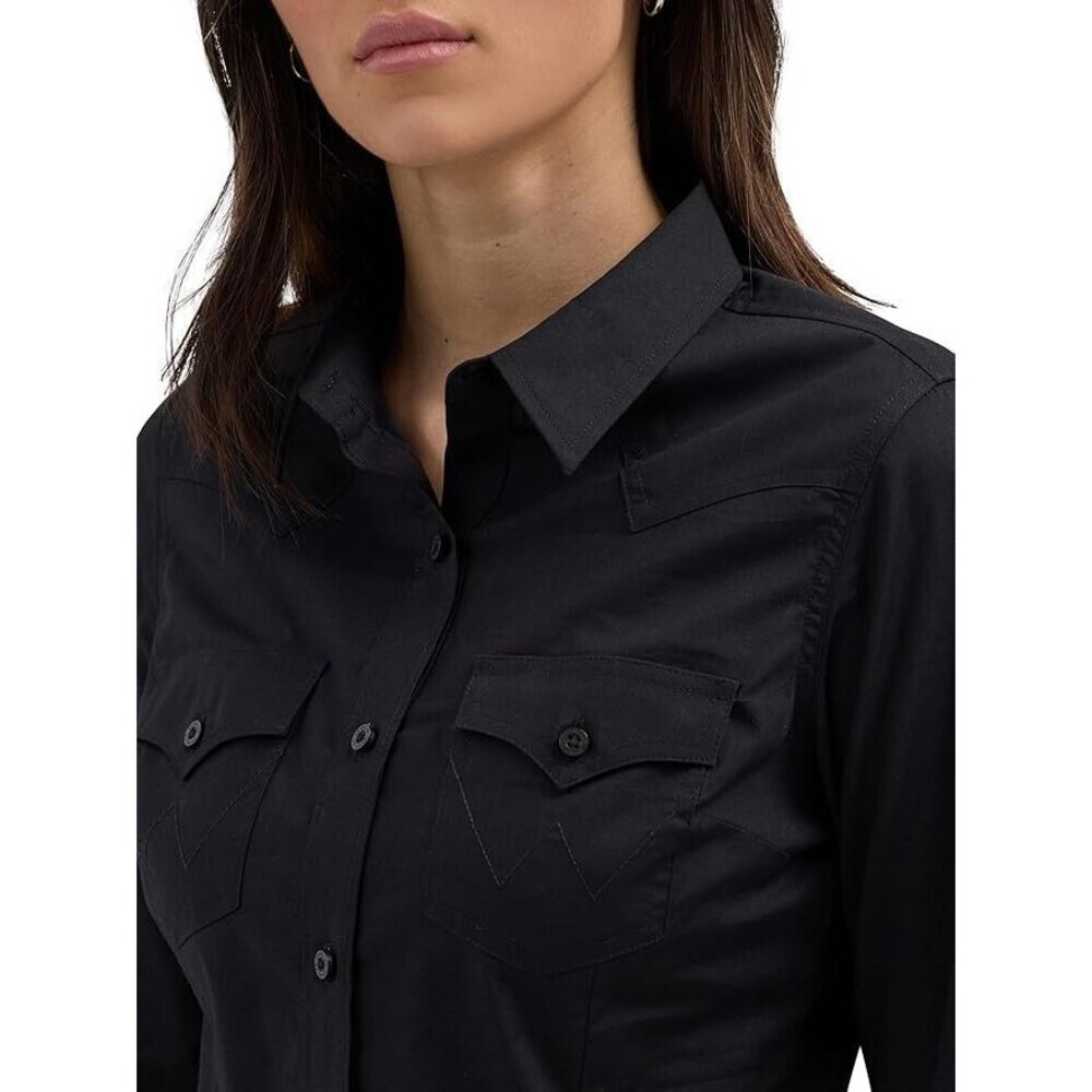 Wrangler Ladies Retro® Western Button Down Black Shirt 112358012 Black Sz S NWT - Picture 3 of 10